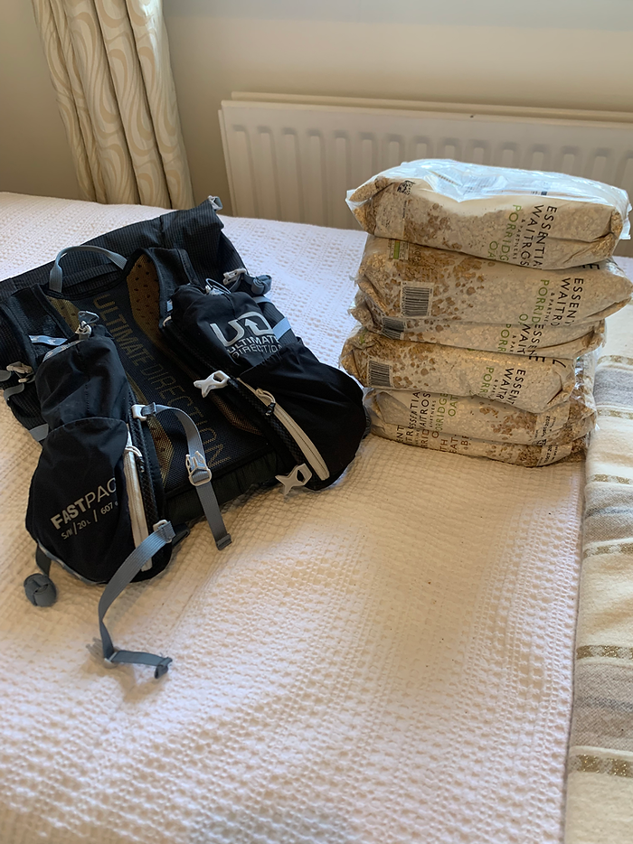 bags of porridge as training ballast for backpack marathon des sables
